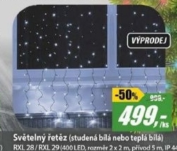 RXL 28 400LED CURTAIN LIGHT WW 5M RETLUX