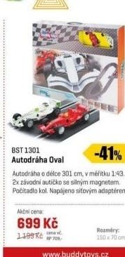 BST 1301 Autodráha Oval BUDDY TOYS