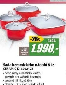 K16202428 KER.SET NÁDOBÍ 8KS ČERV.LAMART