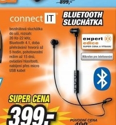 CONNECT IT CI-1068 Bluetooth sluch.černá