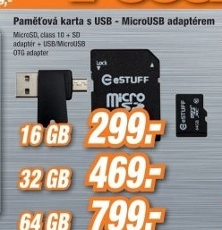 eSTUFF 4in1 Micro SD 16GB,class 10