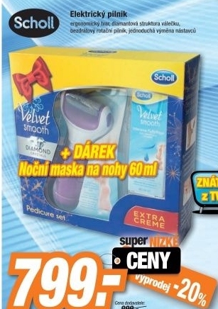 Scholl Velvet Smooth Elektrický pilník na chodidla + Noční maska 60 ml zdarma