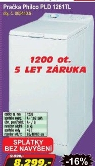 Pračka Philco PLD 1261TL