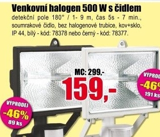 Halogenovýreflektor s čidlem Greenlux