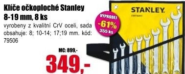 Sada očkoplochých klíčů Stanley