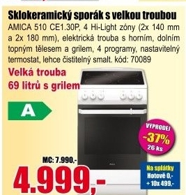 Sklokeramický sporák 510 CE1.30P Amica