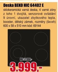 Sklokeramická varná deska Beko HIC 64402 E