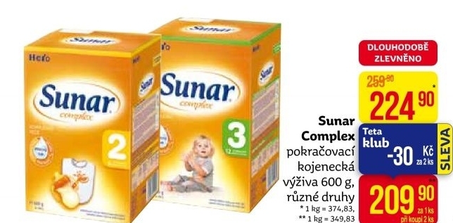 Kojenecké mléko Sunar Complex