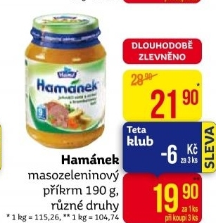 Příkrm masozeleninový Hamánek