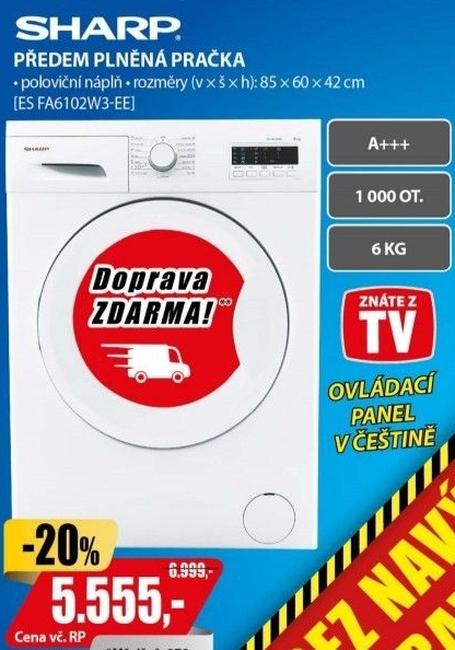 Pračka Sharp ES-FA6102W3-EE