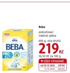 Mléčná výživa Beba Nestlé