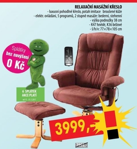 Relaxační masážní křeslo s podnožkou hnědé K47