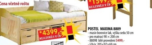 Jednolůžko se zásuvkami MAXIMA 8809 lakované