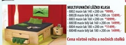 Multifunkční dvoulůžko KLASA 140 x 200 cm 8802
