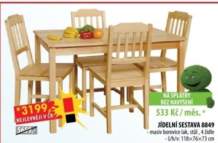 Stůl + 4 židle 8849 lak