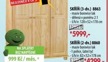 Skříň 3 dveřová 8863 lakovaná