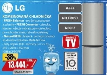 Kombinovaná chladnička GBB 60PZGFS LG