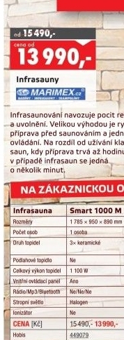 Infrasauna Marimex Smart 1000 M