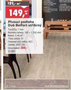Plovoucí podlaha dub Belfort stříbrný Euroclic