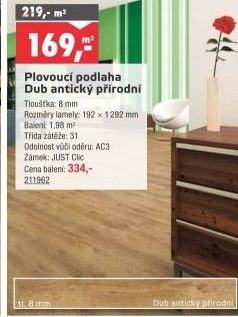 Plovoucí podlaha dub Antický Euroclic