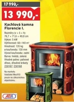 Kachlová kamna Florencie ABX