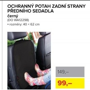 Potah zadní strany předního sedadla
