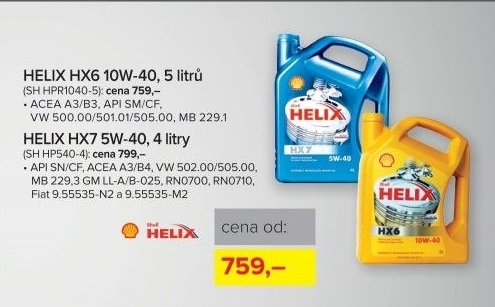 Motorový olej 10 W - 40 Helix HX6 Shell