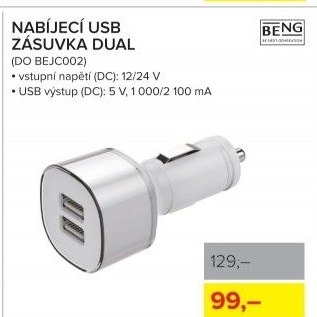 Nabíjecí USB zásuvka Dual Beng