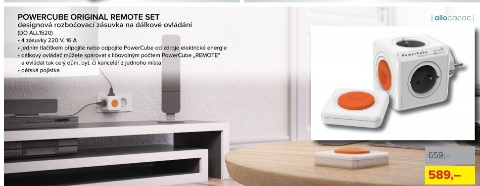 Rozbočovací zásuvka na dálkové ovládání Remote PowerCube Allocacoc