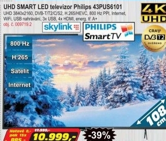 UHD Smart LED televize Philips 43PUS6101