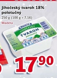 Tvaroh polotučný Jihočeský Madeta