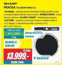 Pračka Sharp ES GFD9144W3-CZ