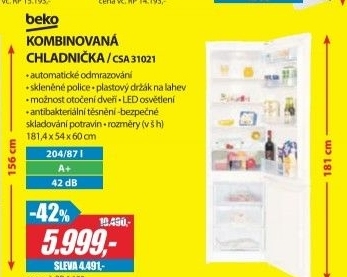 Kombinovaná chladnička CSA 31021 Beko