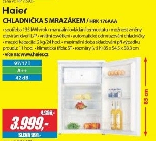 Chladnička Haier HRK 176AAA