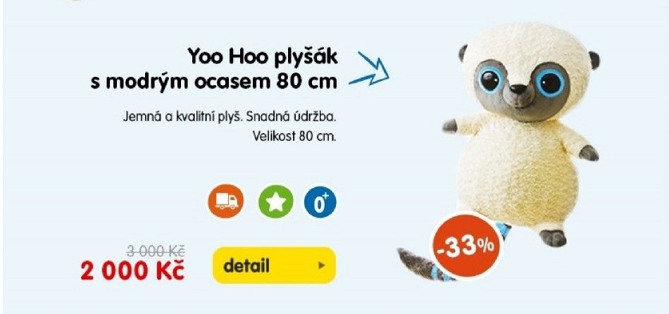 Yoo Hoo plyšák s modrým ocasem 80 cm
