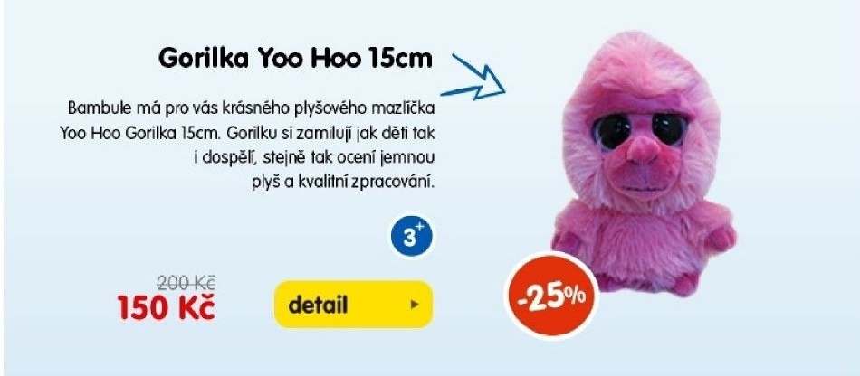 Gorilka Yoo Hoo 15 cm