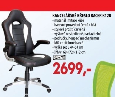 Kancelářské křeslo RACER černá/bílá