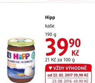 Kaše mléčná Na dobrou noc Bio HiPP