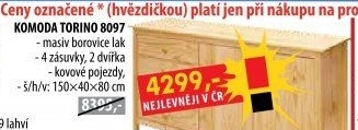Komoda 2 dveře + 4 zásuvky TORINO
