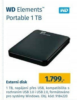 Externí HDD WD Elements Portable 1 TB