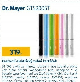 Elektrický cestovní zubní kartáček Dr. Mayer GTS2005T
