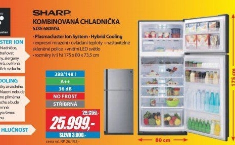 Kombinovaná chladnička Sharp SJXE 680MSL