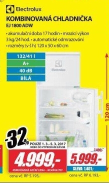 Kombinovaná chladnička Electrolux EJ 1800 ADW