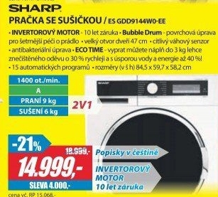 Pračka se sušičkou Sharp ES GDD9144W0