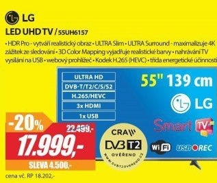 4K Smart LED televize LG 55UH6157