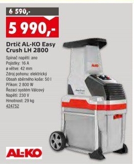 Drtič zahradního odpadu LH 2800 Easy Crush Al-ko