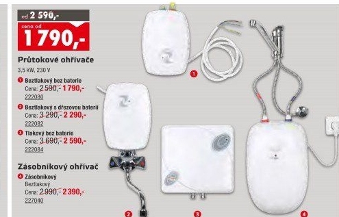 Průtokový ohřívač beztlaký bez baterie RPR Wterm