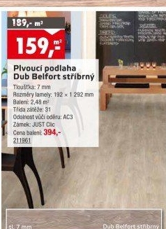 Plovoucí podlaha dub Belfort stříbrný