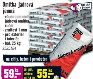 Jádrová omítka Baumit jemná, 25 kg