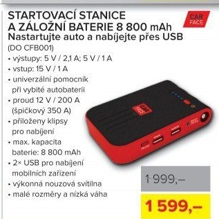 Startovací stanice a záložní baterie CarFace